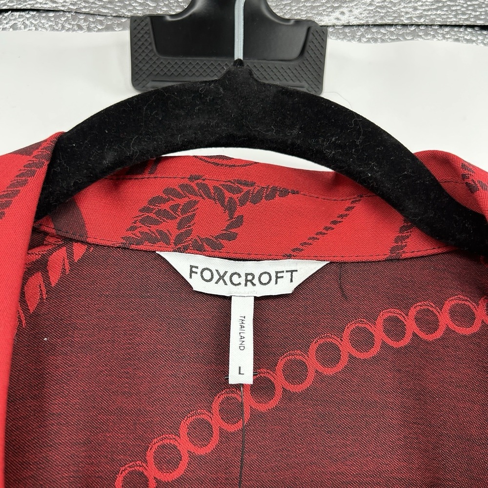 Foxcroft Womens Salina Chain Stripe Wrap Shirt Size L Red Black Career Old Money - Picture 5 of 11
